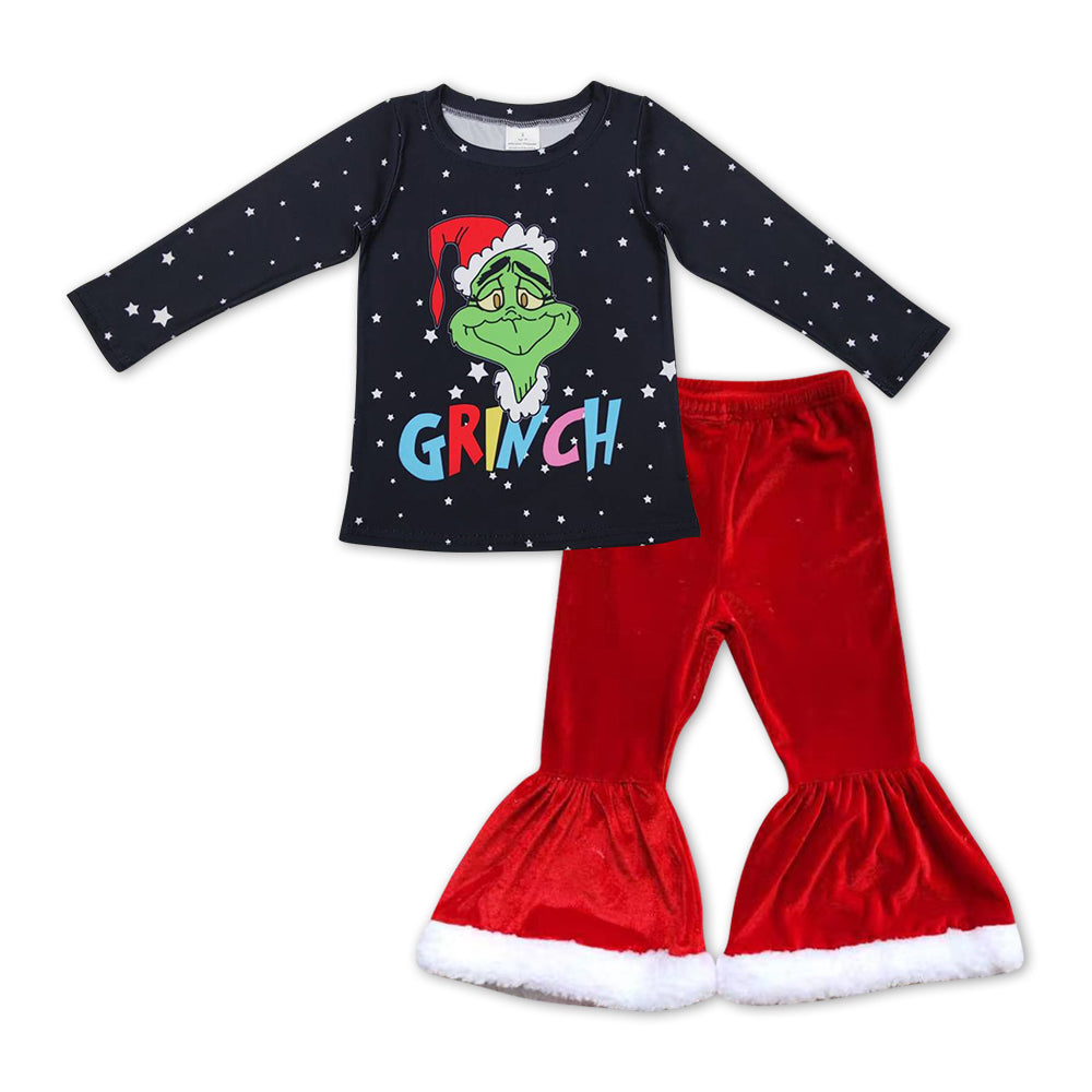 Grinchey top red velvet christmas clothes set