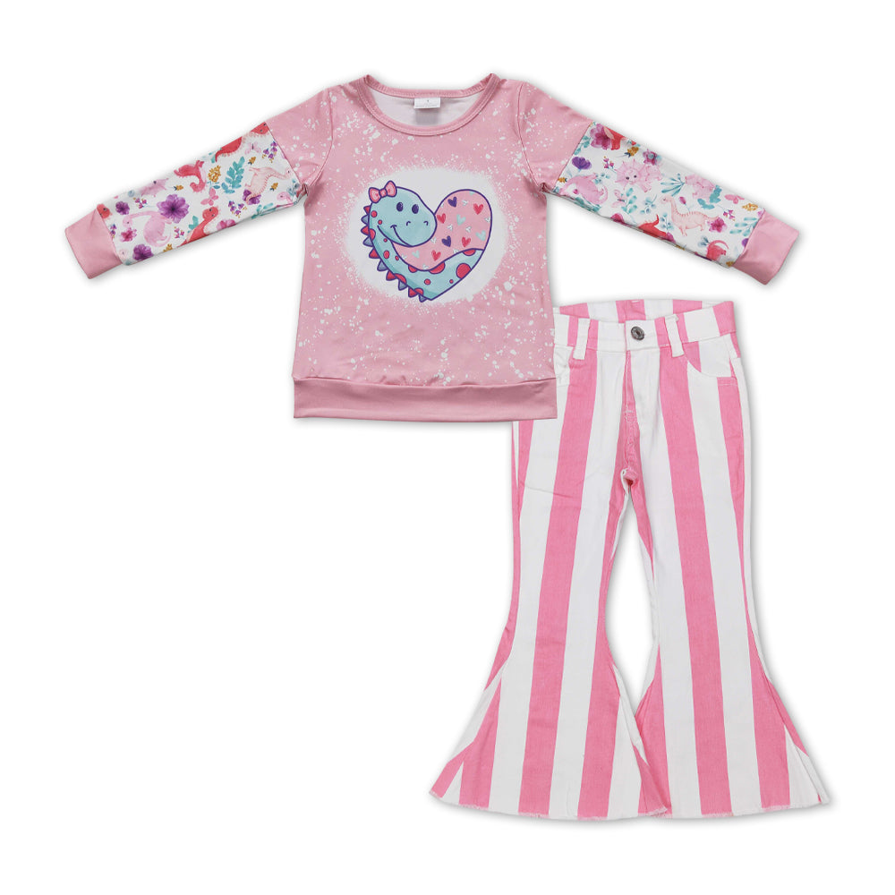 kids girl valentine denim pants set