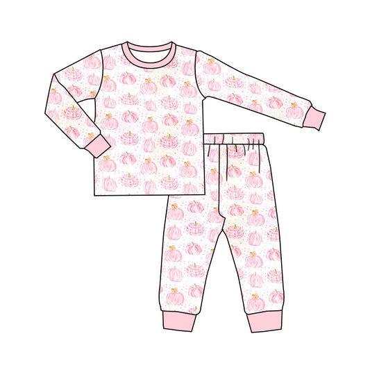 pre order long sleeve pink pumpkin pajama girls fall clothing