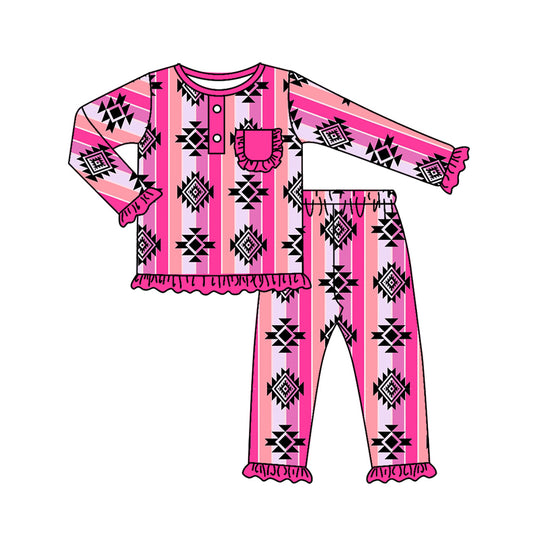 pre order pink aztec kids girl pajama outfit