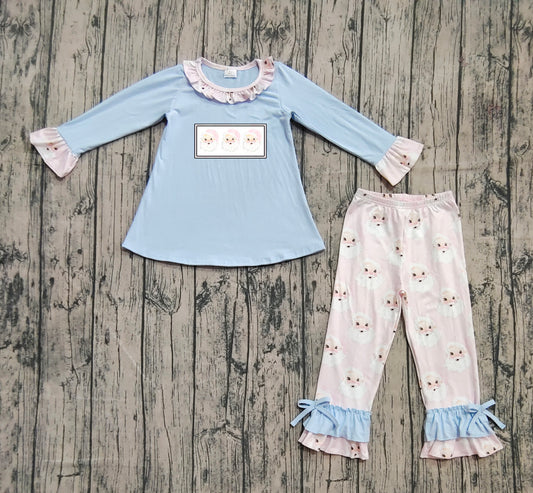 pre order pink santa girl pants set (will do embroidery)