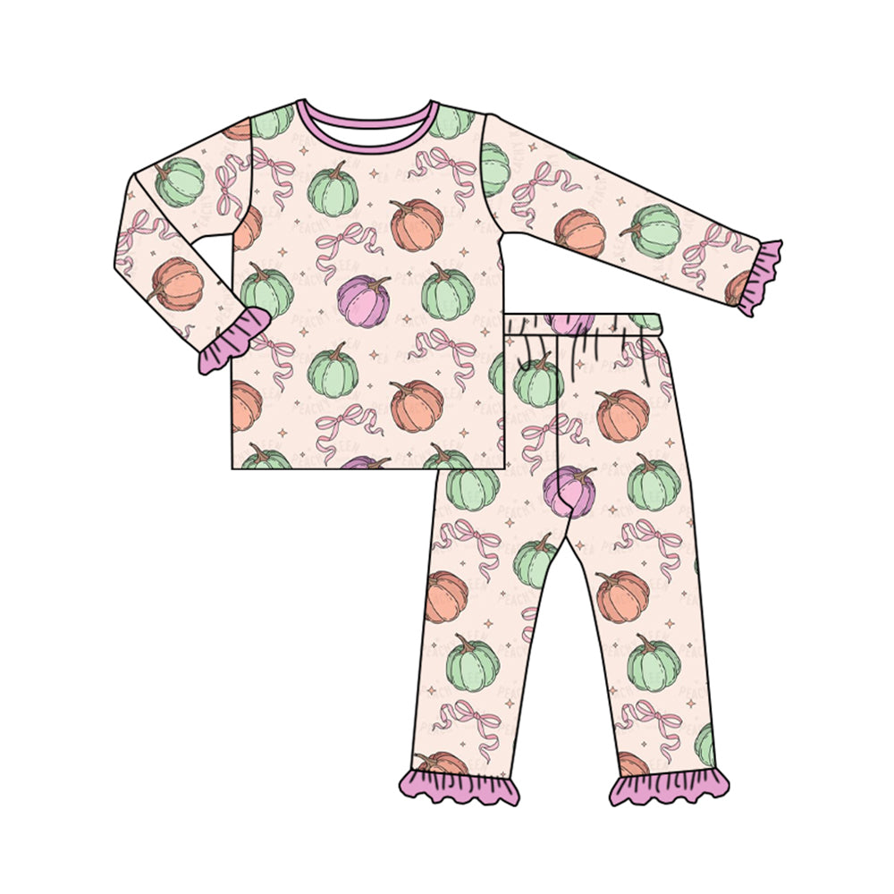 pre order  pumpkin&bows girls fall pajama