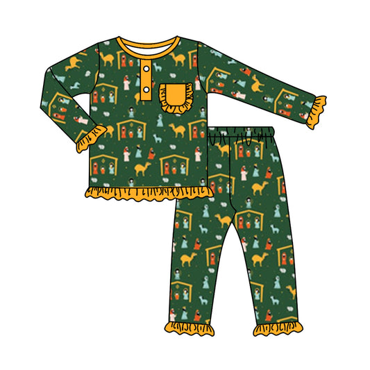 pre order   green nativity pajama girl