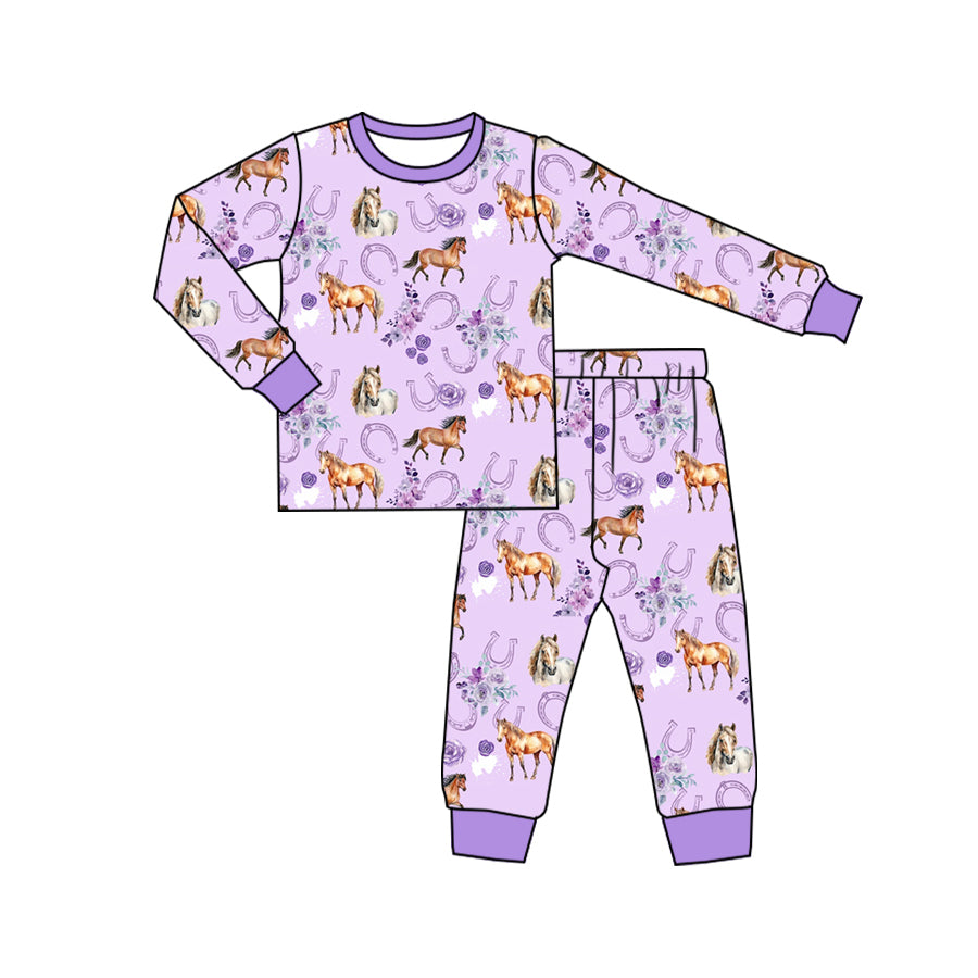 pre order horse print girls pajama purple