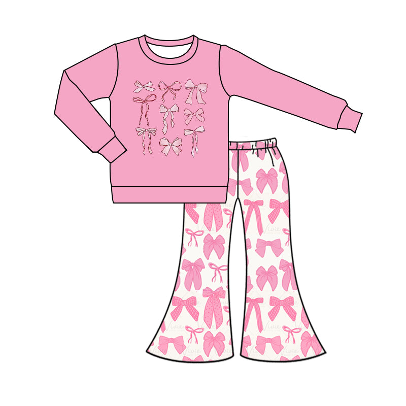 pre order baby girl pink bow outfit