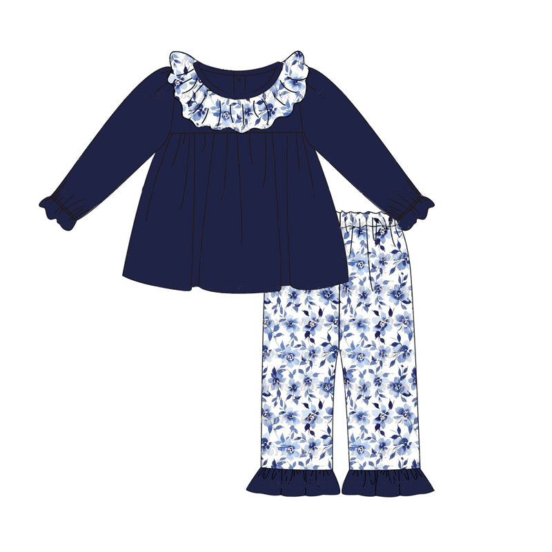 pre order toddler girl navy blue floral pants outfit