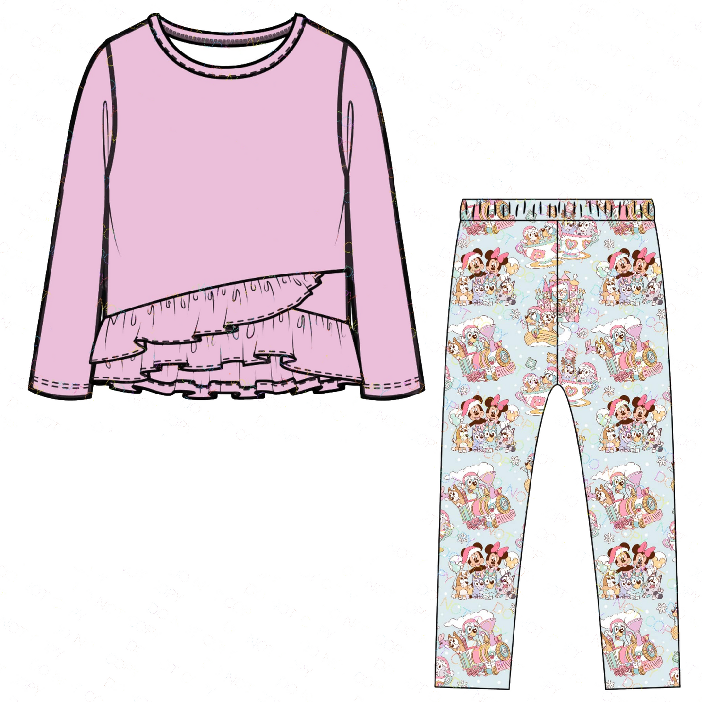 pre order solid top cartoon legging outfit