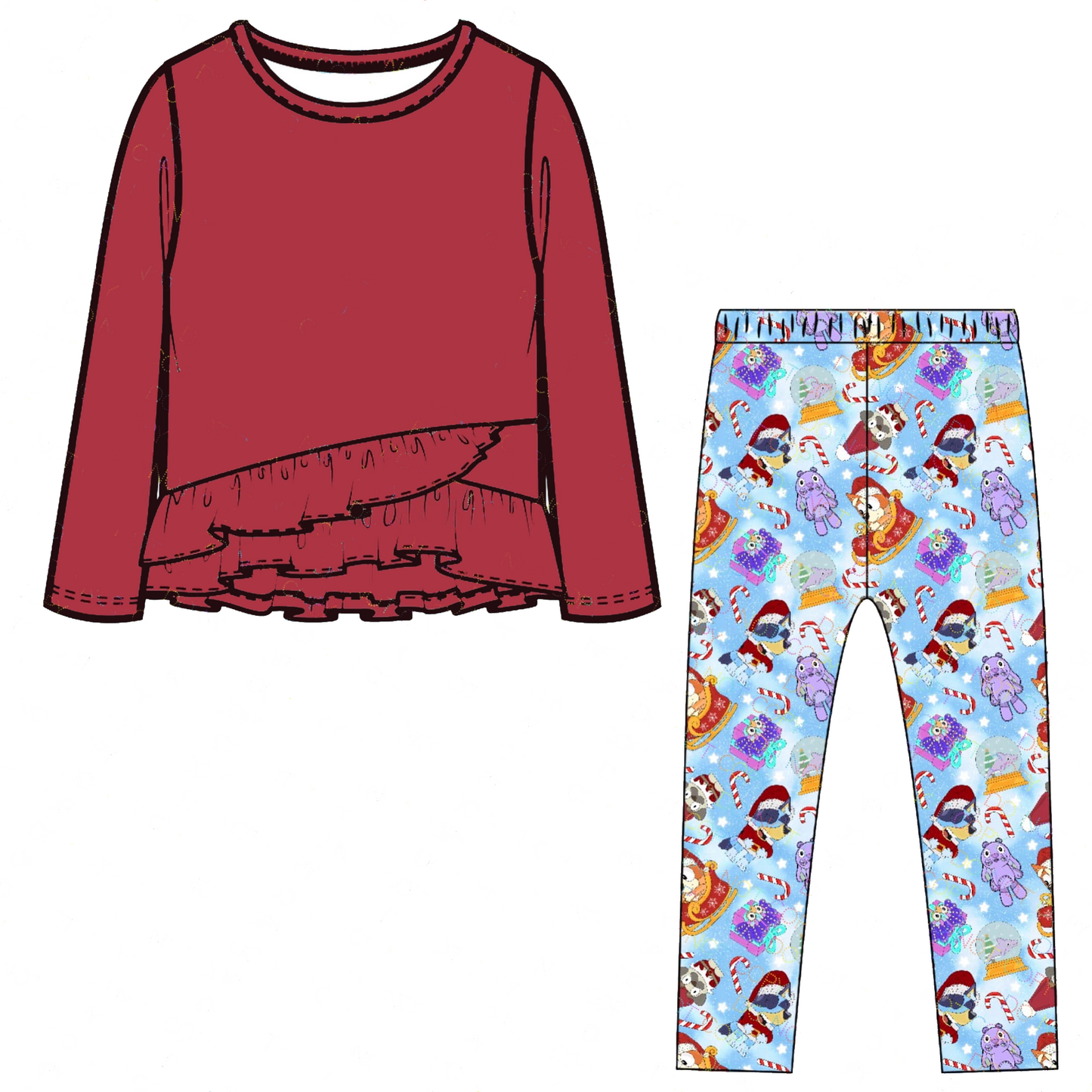 pre order solid top cartoon legging outfit