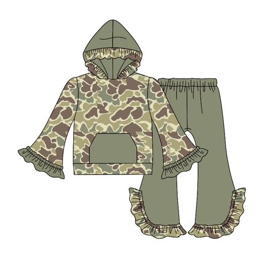 pre order kids girl camo hoodie pants outfit