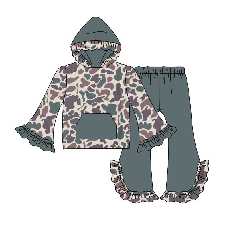 pre order kids girl camo hoodie pants outfit