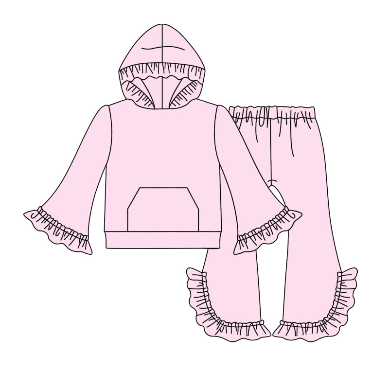 pre order solid pink hoodie outfit girls winter clothing