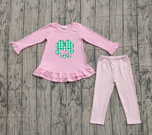 pre order little girl st patrick shamrock pants set (do embroidery)