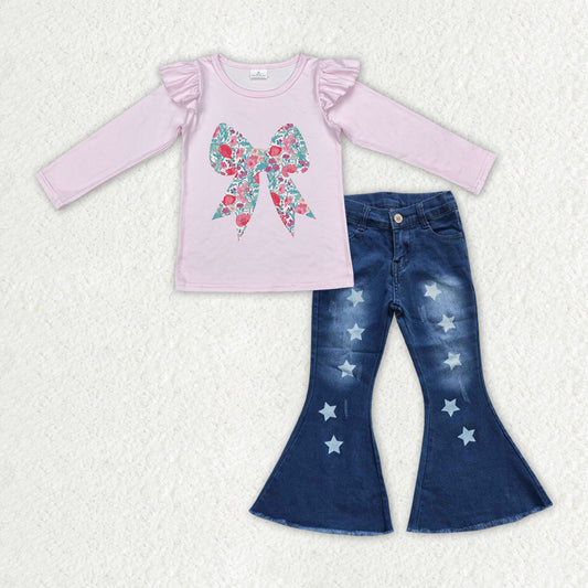 two pieces shirt jeans set girls outfit