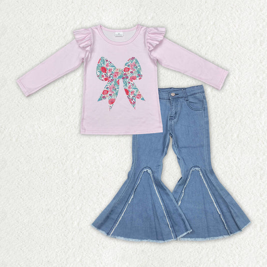 two pieces shirt jeans set girls outfit