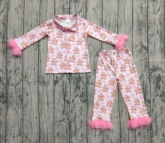 pre order girl gingerbread button down pajama set