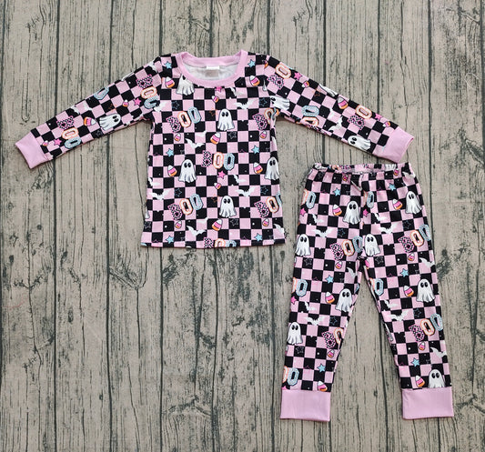 pre order boo checkered Halloween two pieces pajama set