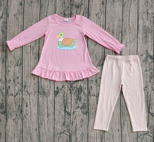pre order pink duck legging set (do embroidery)