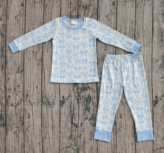 pre order blue bow kids two pieces pajama