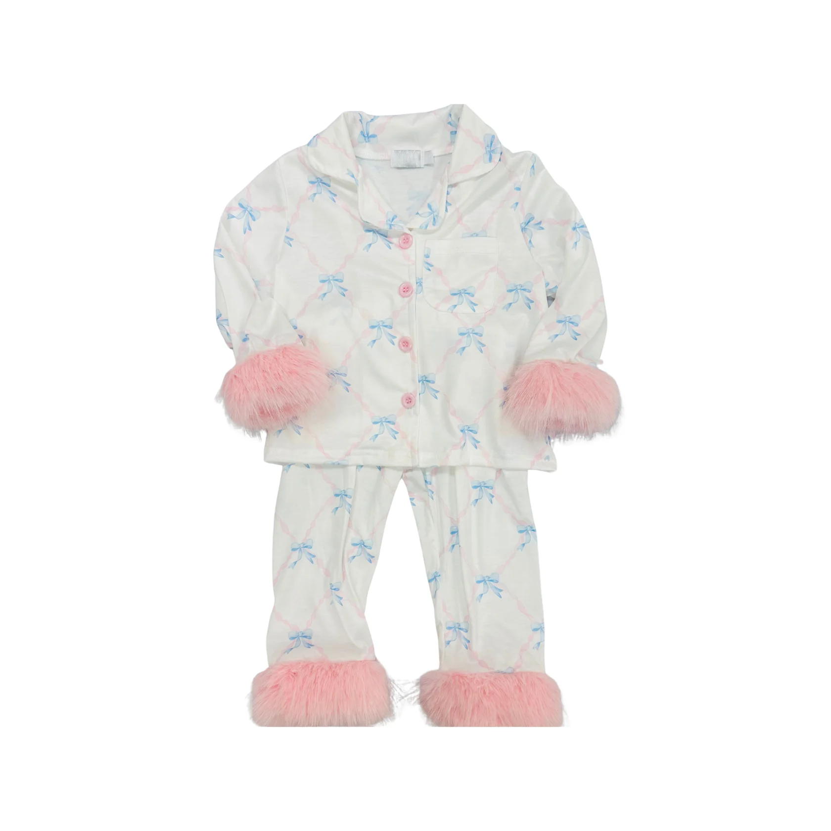 Pre order blue bow button down pajama set