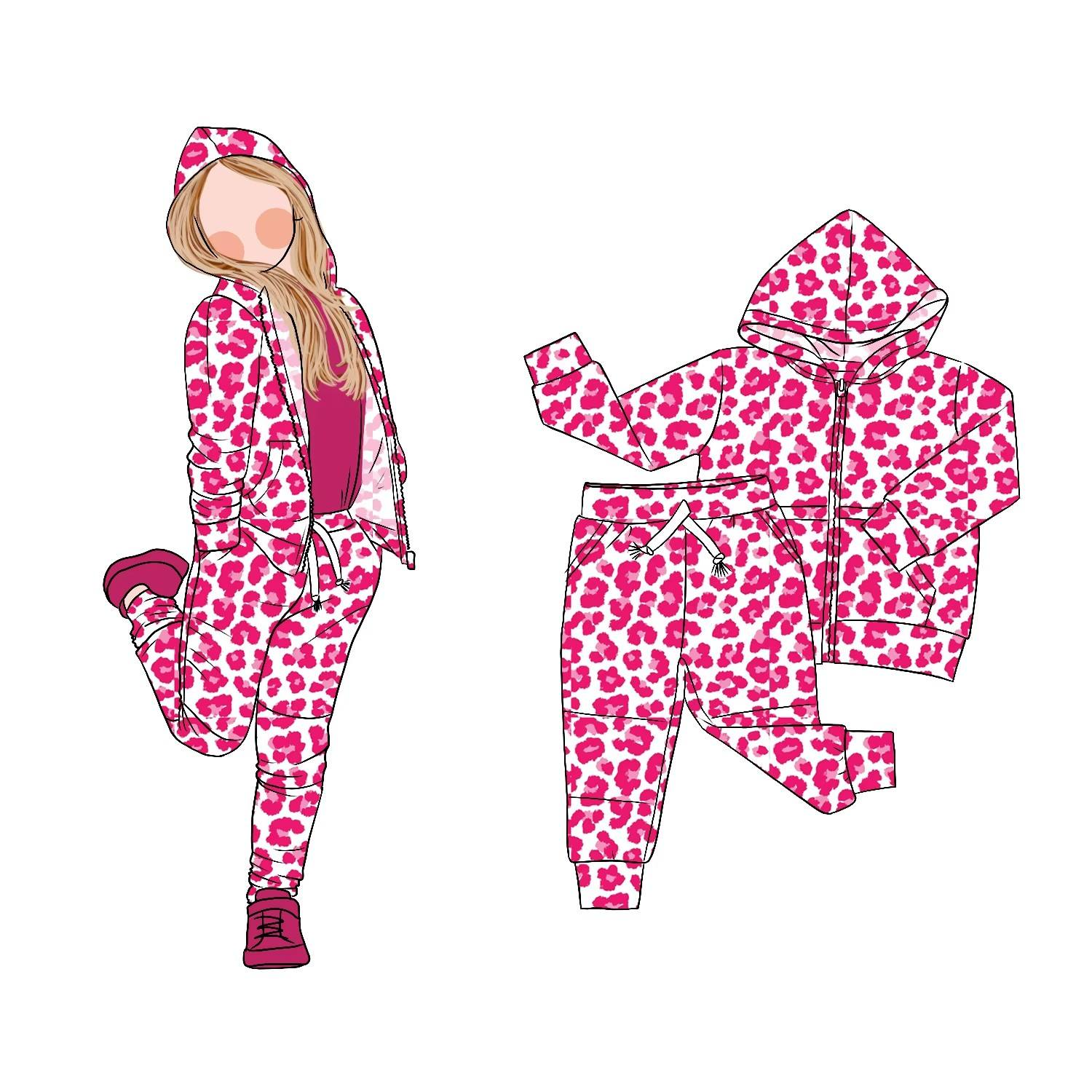 pre order hot pink leopard zip hoodie jogger outfit