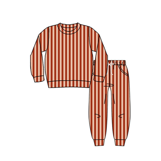 pre order brown stripes girl jogger set