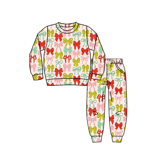 pre order colorful bow coquette girl jogger set