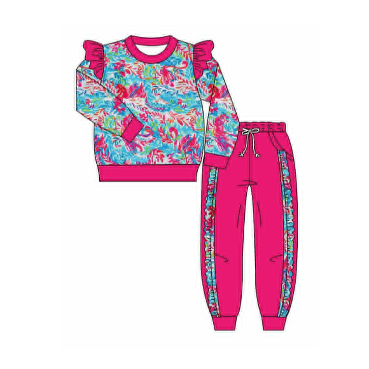 pre order pink lily ruffle jogger set