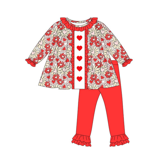 pre order red heart valentine's day flower girl outfit