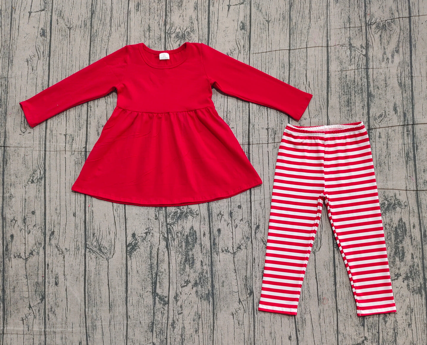 pre order red cotton tunic stripes legging set