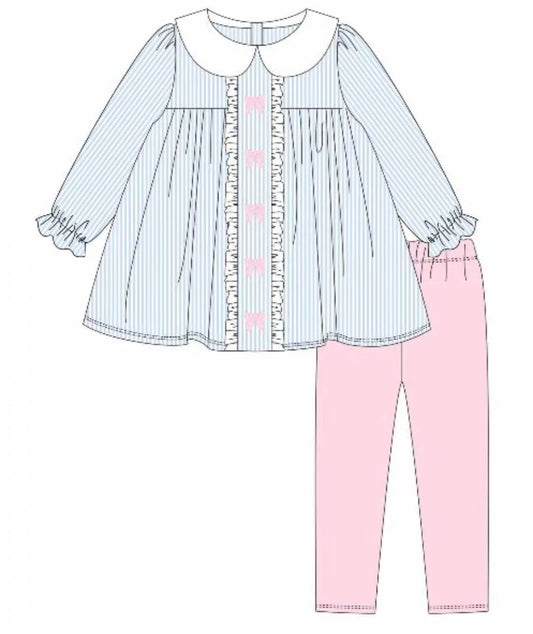 pre order stripes pink bow baby girl outfit