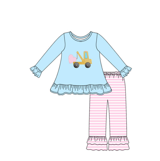 pre order constructions heart baby girl outfit