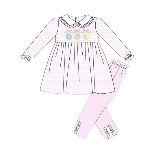 pre order pink stripes easter egg legging girl outfit