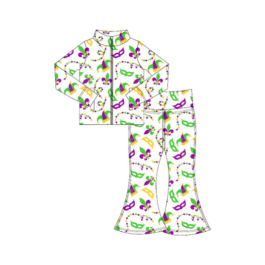 pre order mardi gras long sleeve zipper athletic pants set