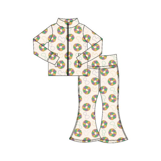 pre order mardi gras long sleeve zipper athletic pants set