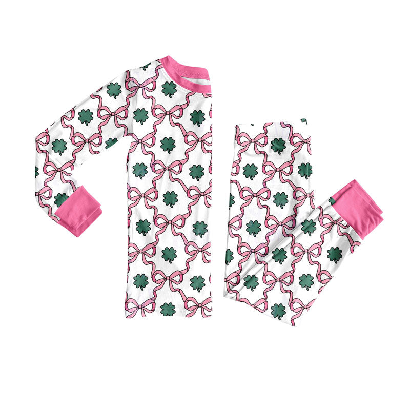 pre order pink coquette four-leaf clover girl pajama