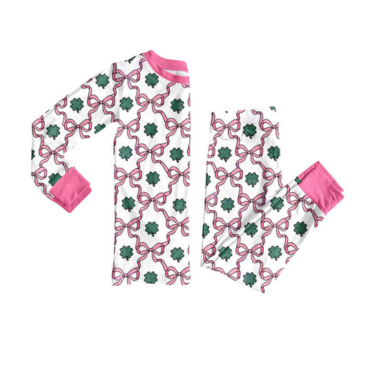 pre order pink coquette four-leaf clover girl pajama
