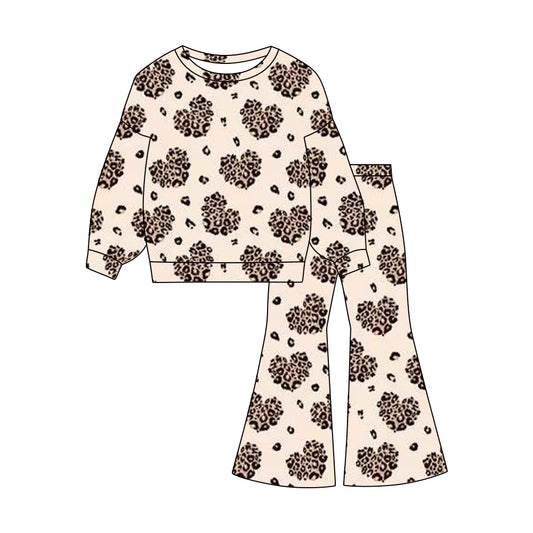 pre order long sleeve leopard heart belle set girl outfit