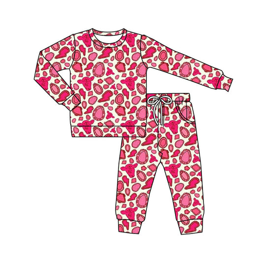 pre order pink cows turquoise pajama set