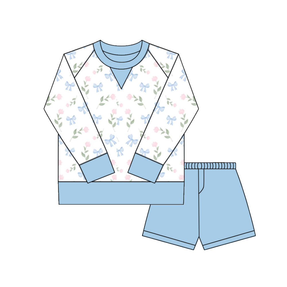 pre order long sleeve floral shorts set girl outfit