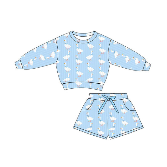 pre order blue goose long sleeve shorts set
