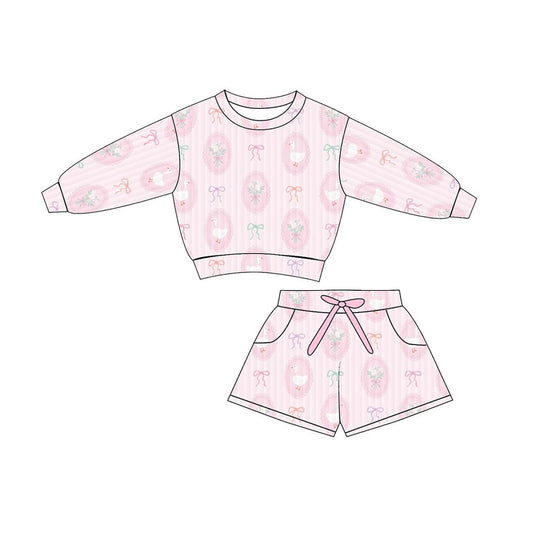 pre order pink goose long sleeve shorts set