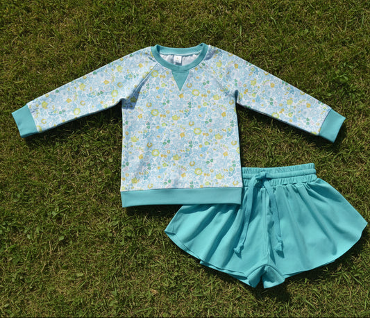 floral pullover athletic shorts set