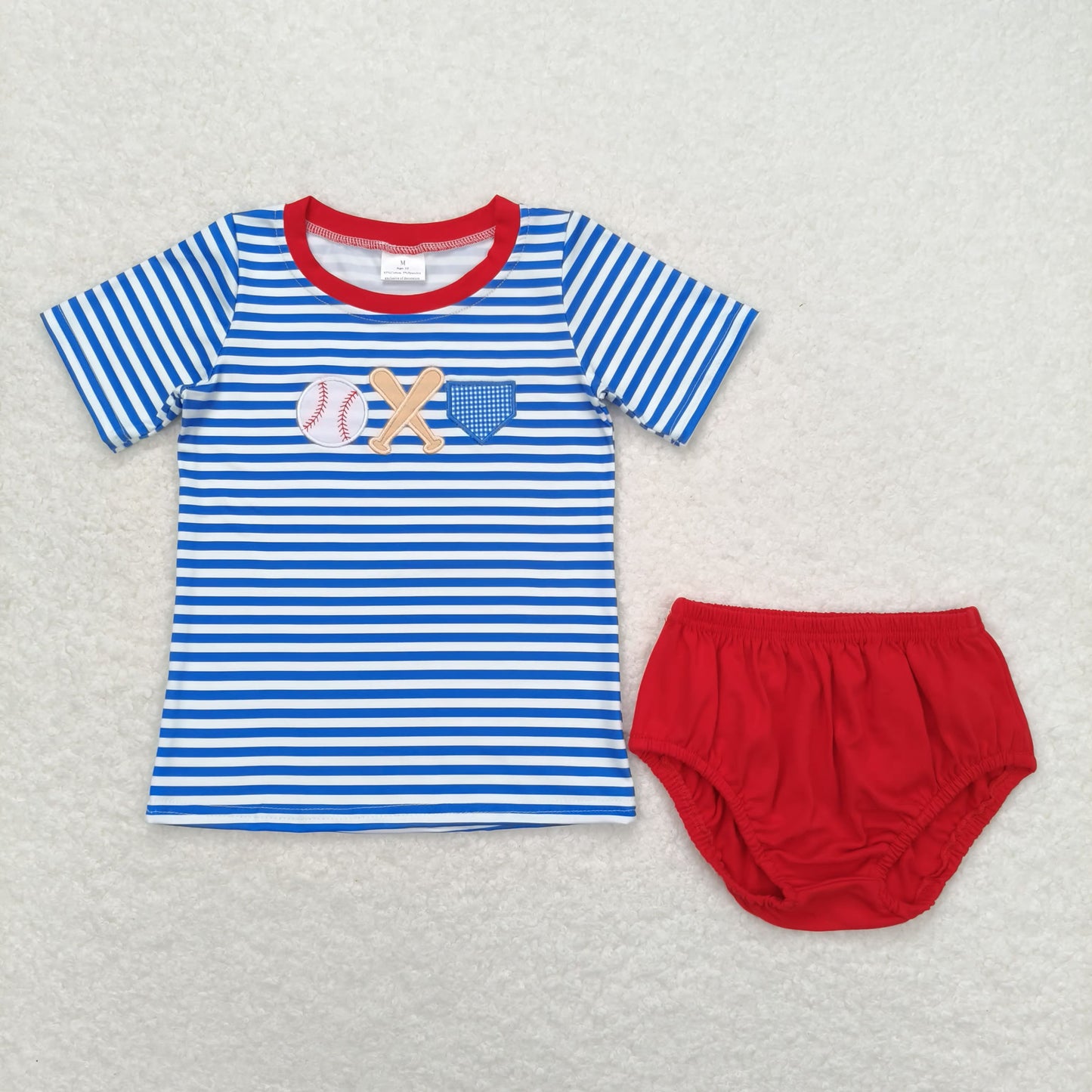 baby boy baseball embroidery bummie set