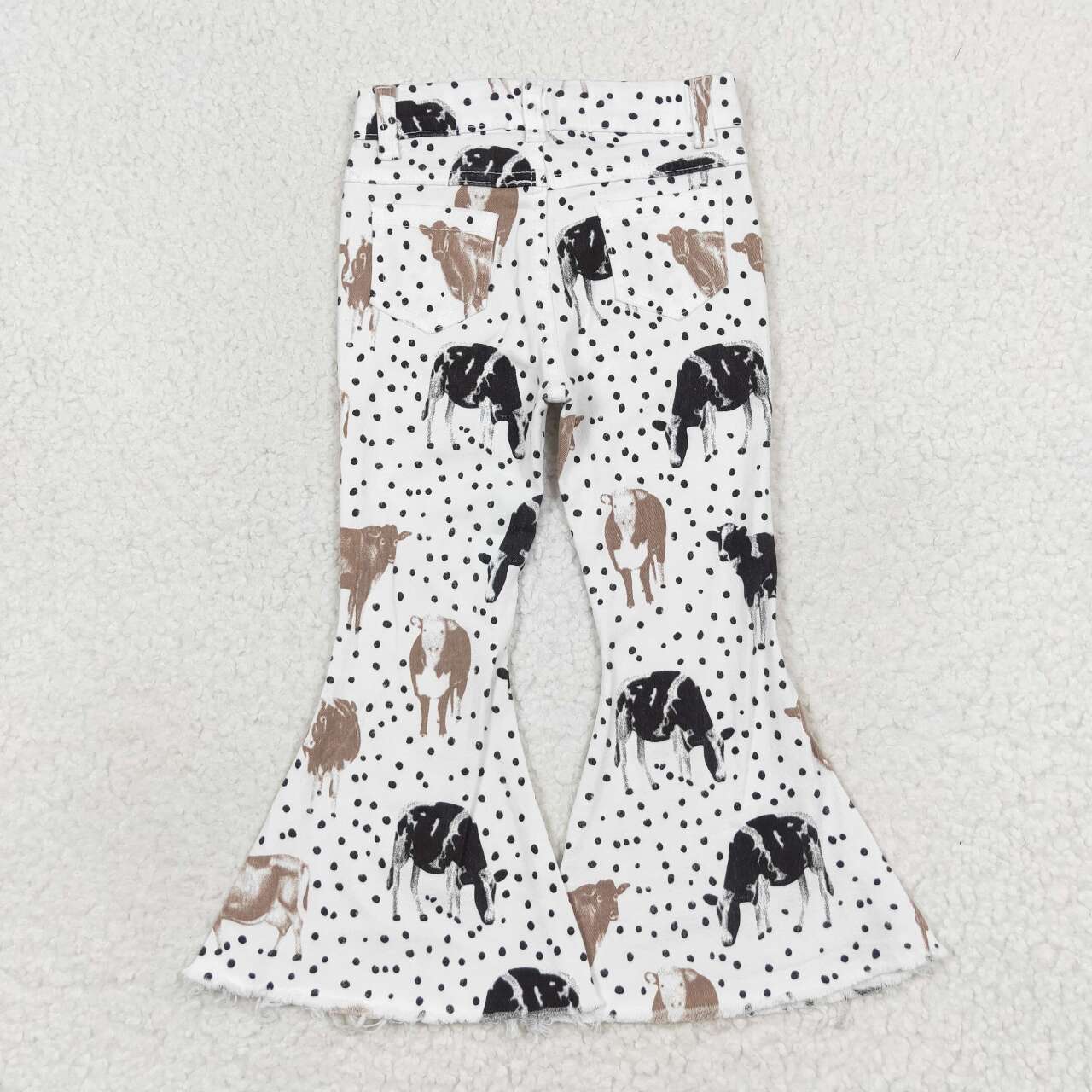 kids cow print denim pants girl jeans