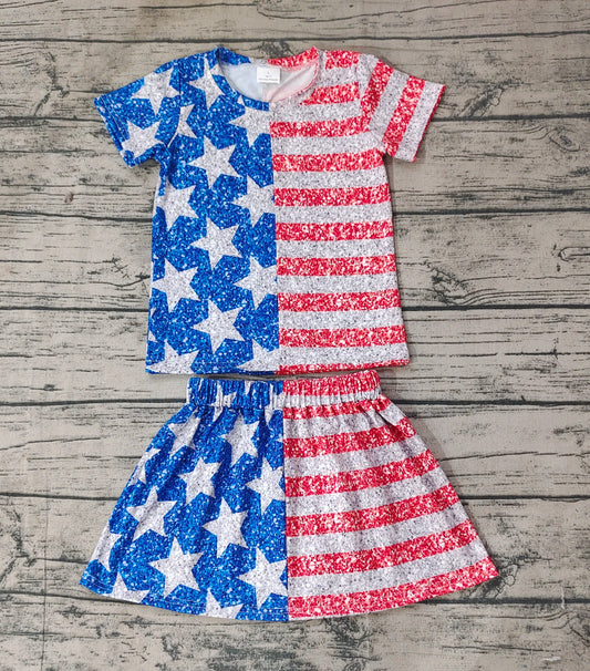 pre order stripe and stars 4th of july girl skirt set