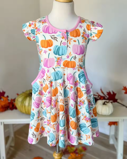 pre order  kids fall pumpkin dress