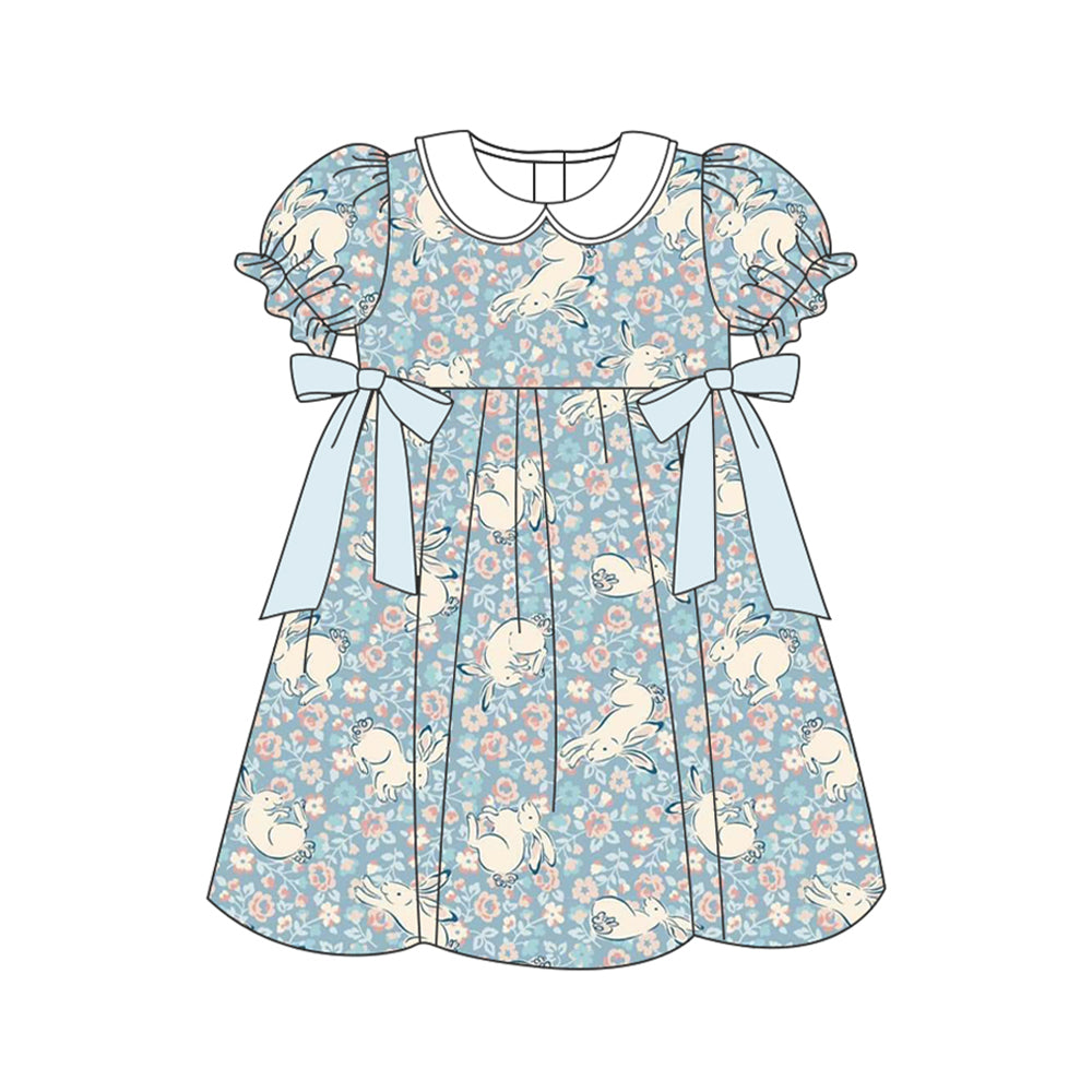 pre order floral rabbit print baby girl easter dress