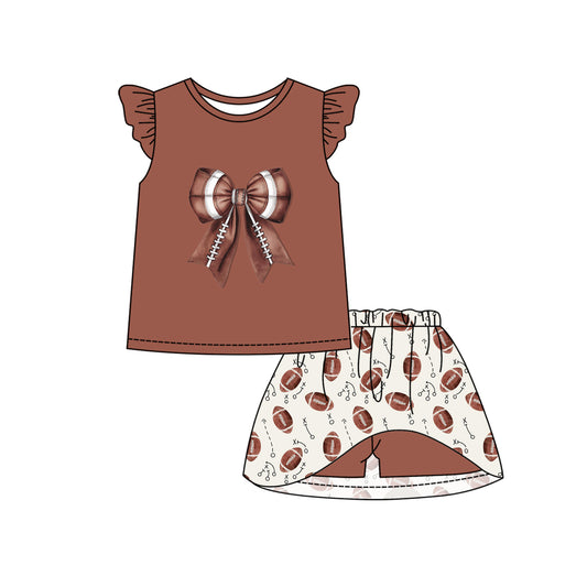 pre order solid t-shirt baseball skort set brown