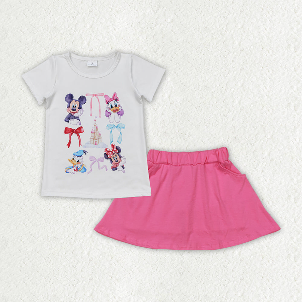 cartoon tee pink skort set