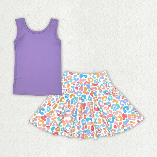 purple tank leopard athletic skort set